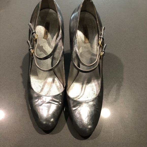 Miu Miu Shoes - Miu Miu Silver double mary jane heel